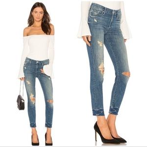 MOTHER Blue Distressed Ankle Jeans